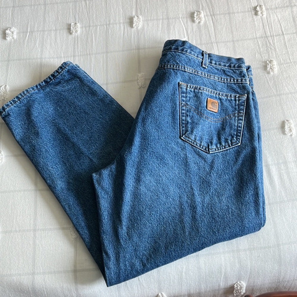 EUC Men’s Carhartt Jeans Relaxed Fit Cotton Lined heavyweight 5 pocket  42 x 30